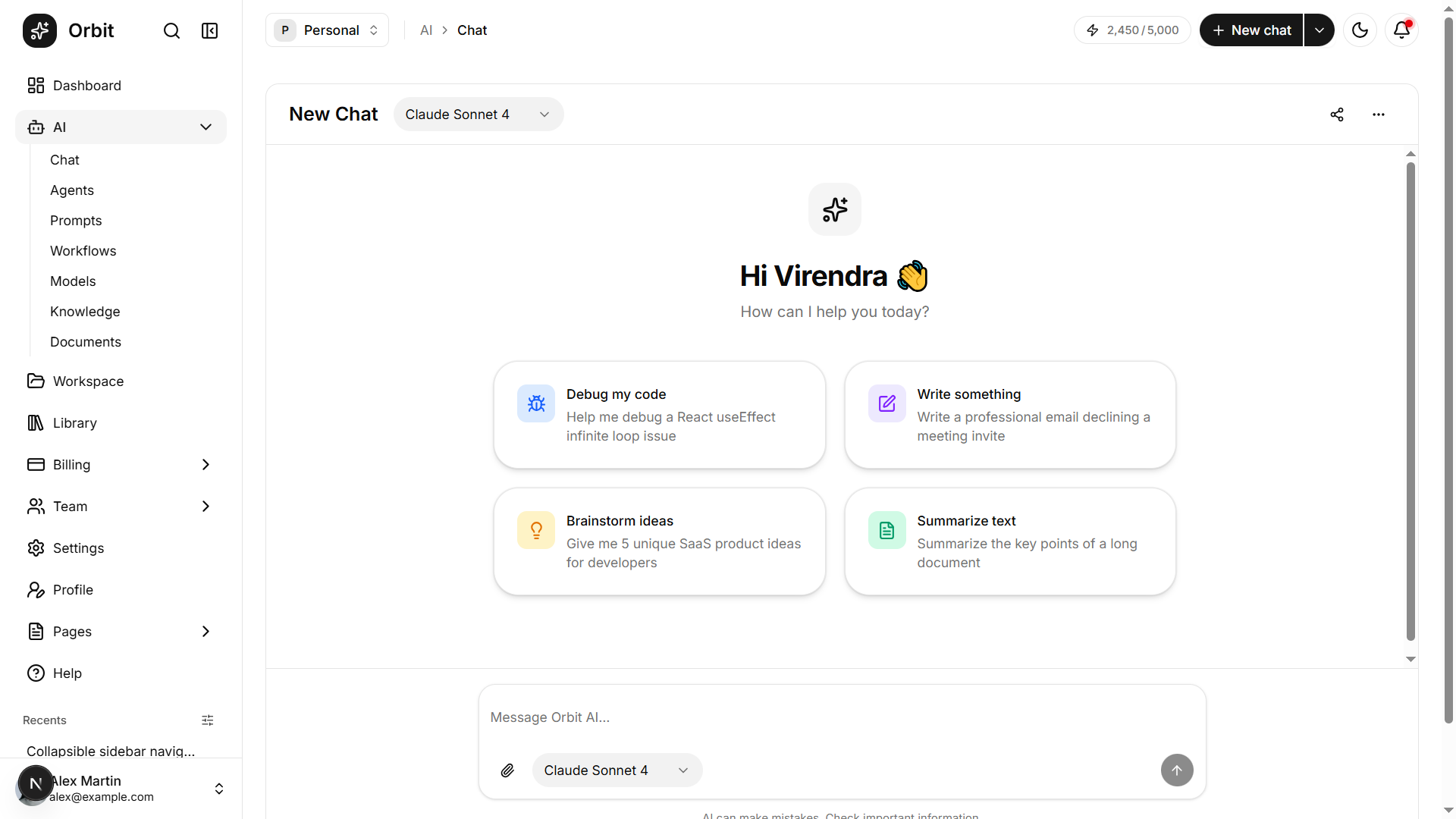 Orbit – AI SaaS Starter UI Kit for Next.js & shadcn/ui