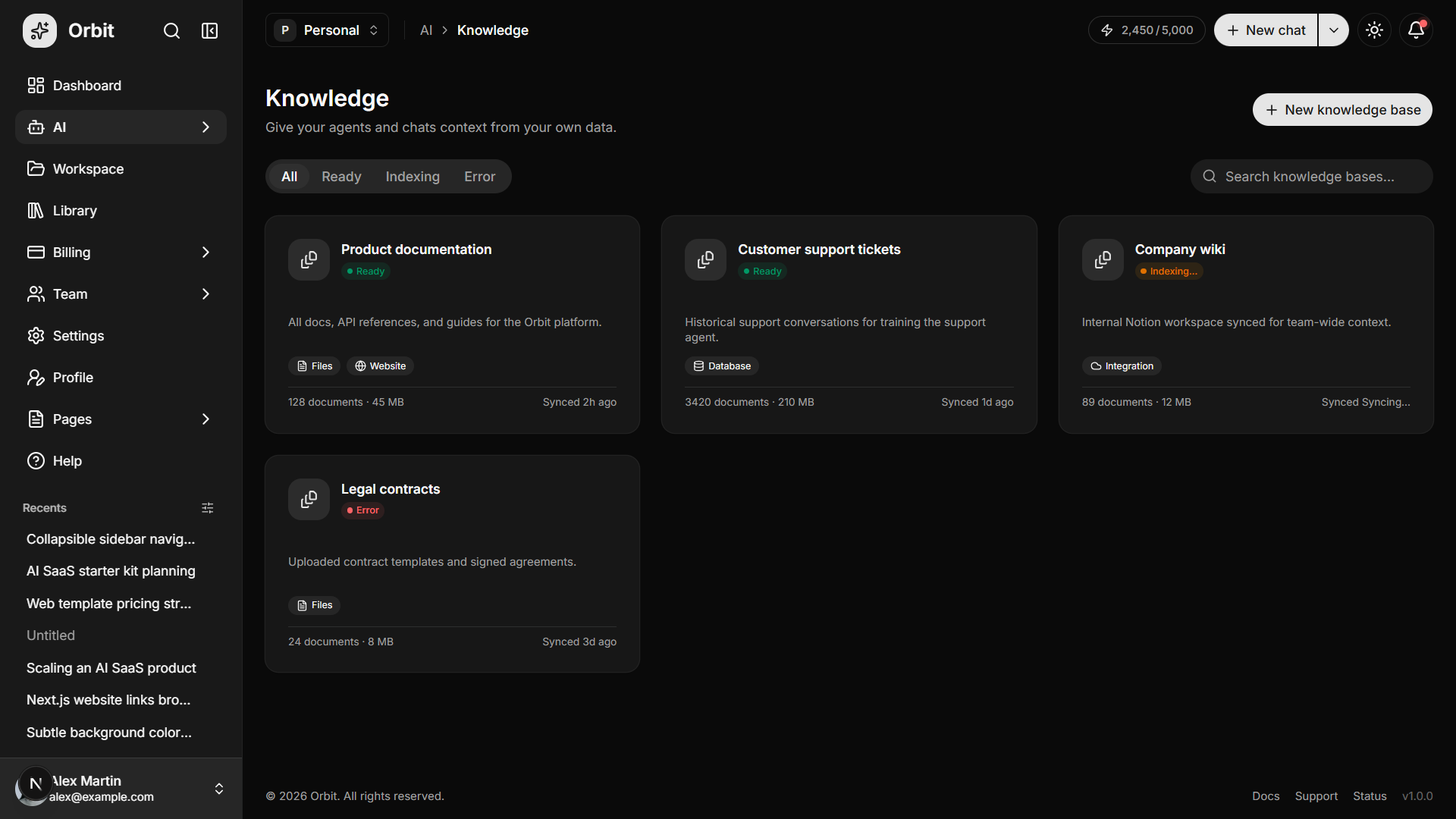 Orbit – AI SaaS Starter UI Kit for Next.js & shadcn/ui